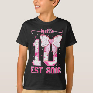 T-shirt Bonjour dix est 2016 10ème anniversaire fille coqu