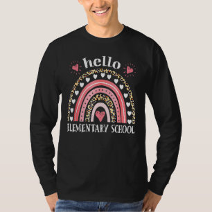 T-shirt Bonjour école élémentaire Leopard arc-en-ciel ense