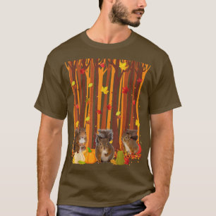 T-shirt Bonjour Écureuil d'automne Maple Leaf Citrouilles