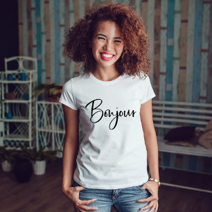T-shirt Bonjour   Élégant et moderne script français