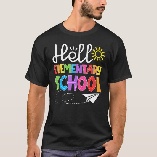 T-shirt Bonjour Élémentaire de l'école s'amuser de retour (Devant)