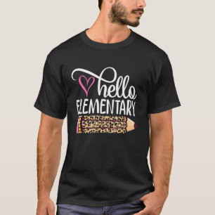T-shirt Bonjour Elémentaire Leopard Pencil Cute Enseignant
