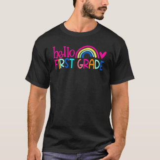 T-shirt Bonjour élève de CP enseignant arc-en-ciel Retour
