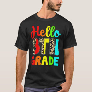 T-shirt Bonjour Empreinte de léopard de 8e année Enseignan