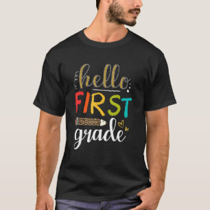 T-shirt Bonjour Empreinte de léopard de première année 1èr