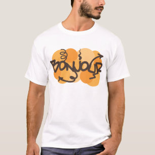 T-shirt Bonjour en français le graffiti de Bonjour
