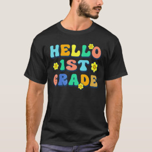 T-shirt Bonjour enseignant de 1re année Groovy Vintage Ret