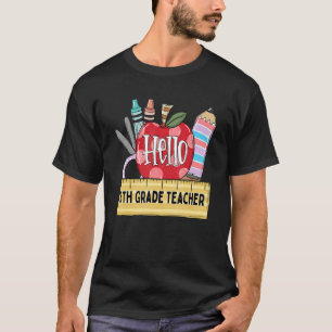 T-shirt Bonjour Enseignant de 5e année Enseignant Apple