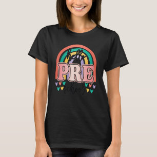 T-shirt Bonjour enseignante maternelle arc-en-ciel rétro f
