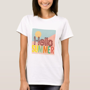 T-shirt Bonjour été coloré blanc porte de jolies femmes so