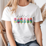 T-shirt "Bonjour été" Coloré crème glacée Pop<br><div class="desc">T-shirt couleur crème glacée "Hello Summer"</div>