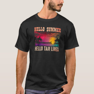 T-shirt Bonjour été Hello Tan Lines Retro Vacances