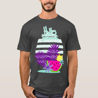 T-shirt Bonjour été melon dégradé soleil idée cadeau