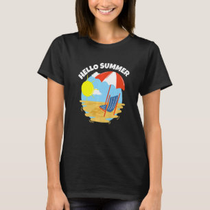 T-shirt Bonjour Été Sur La Plage Soleil Mer Et Sable Vacat