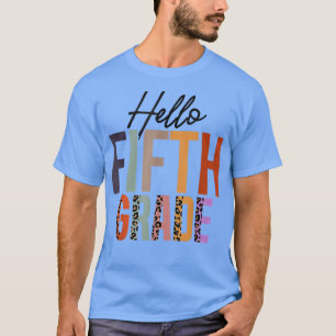 T-shirt Bonjour Étudiant Leopard de 5e année Retour à