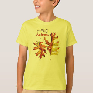 T-shirt Bonjour Feuilles Automne Aquarelle Nature Lover