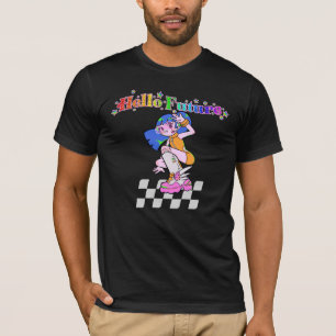 T-shirt Bonjour fille anime Y2K du futur