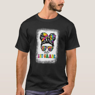 T-shirt Bonjour Fille de 1re année Premier Grade Tie Dye C