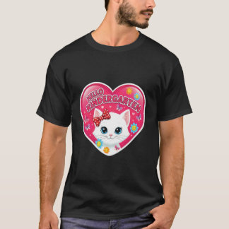 T-shirt Bonjour fille de maternelle chaton mignon chat ret