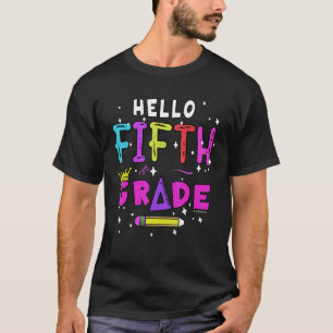T-shirt Bonjour Filles de 5e année Retour à l'école Enseig