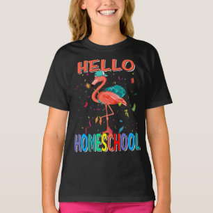 T-shirt Bonjour Flamant rose À L'École À La Maison Retour