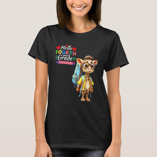 T-shirt Bonjour Giraffe de 4e année (Devant)