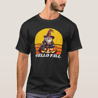 T-shirt Bonjour Gnomes de camion à carreaux de citrouille