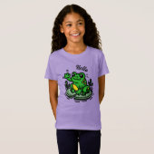 T-Shirt Bonjour | Grenouille sur la main Lily Pad tirée (Devant entier)