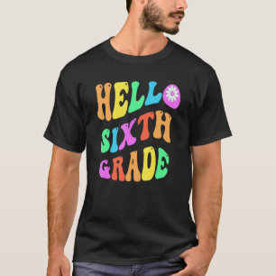 T-shirt Bonjour Groovy Prof de 6e Purple Sixième Rétro