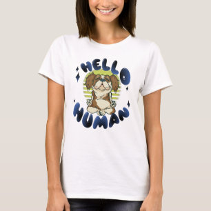 T-shirt Bonjour humain Chien de yoga méditant