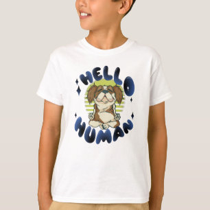 T-shirt Bonjour humain Chien de yoga méditant