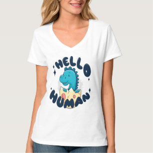 T-shirt Bonjour humain drôle de dinosaure