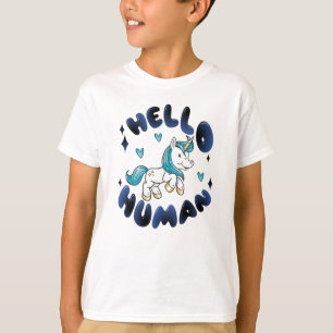 T-shirt Bonjour humain Licorne adorable
