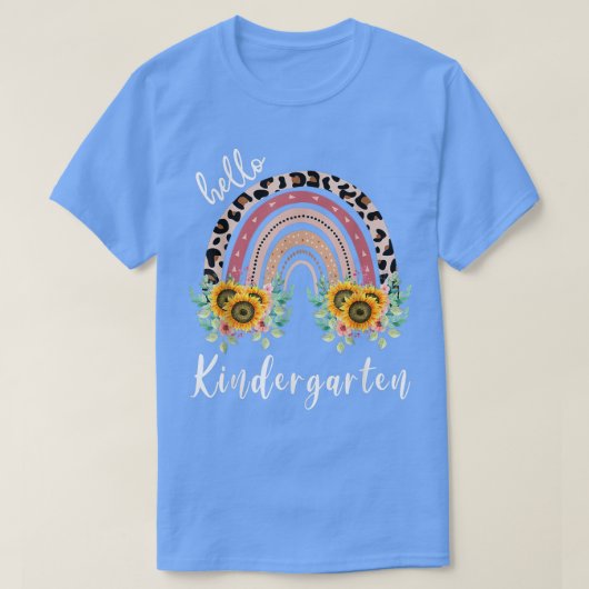 T-shirt Bonjour jardin d'enfants, professeur d'arc-en-ciel (Design devant)