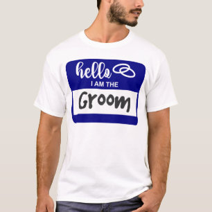 T-shirt Bonjour Je suis le Mariage Groom Nom Badge