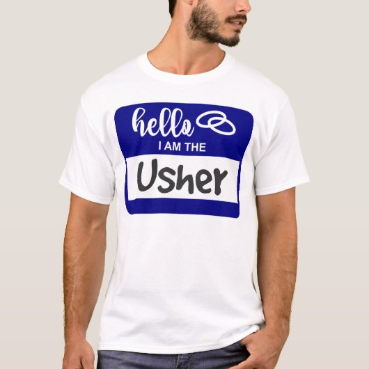 T-shirt Bonjour, je suis l'insigne du nom du Mariage Usher (Devant)