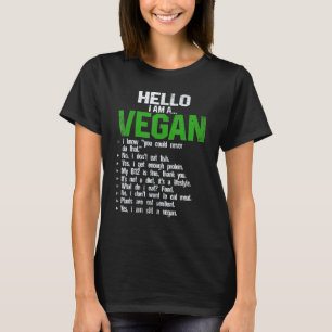 T-shirt Bonjour je suis un végan végétarien végétal droits