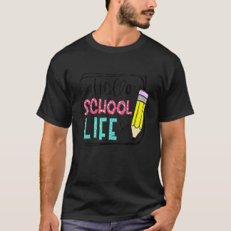 T-shirt Bonjour La Vie Scolaire Crayon Rentrée Scolaire En