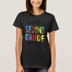 T-shirt Bonjour Leopard De Deuxième Année Retour À L'École
