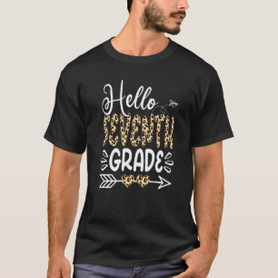 T-shirt Bonjour Leopard De Septième Année Retour À L'École