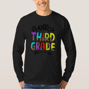 T-shirt Bonjour Leopard De Troisième Année Retour À L'Écol