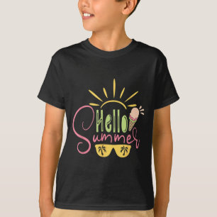 T-shirt Bonjour les lunettes de soleil de glace de vacance