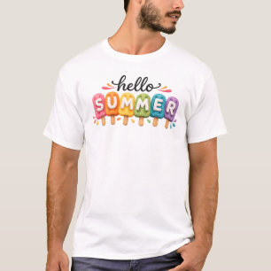 T-shirt Bonjour l'été Coloré Glace à l'eau Célébration est