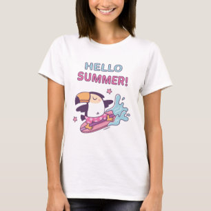T-shirt Bonjour l'été, Toucan surfeur, Faites des vagues