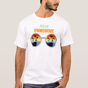 T-shirt Bonjour Lunettes de Soleil Rétro Plage Tropicale
