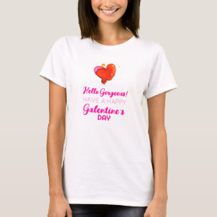 T-shirt Bonjour magnifique mignon Coeur Rouge Typographie 