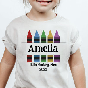T-Shirt Bonjour maternelle Crayon Retour à l'école Nom de