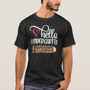 T-shirt Bonjour maternelle Leopard Pencil Retour À L'École