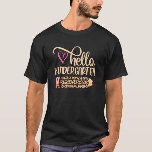 T-shirt Bonjour Maternelle Leopard Pencil Retour À L'École
