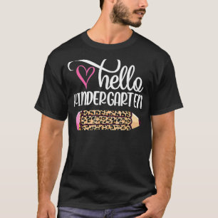 T-shirt Bonjour maternelle Leopard Pencil Retour À L'École